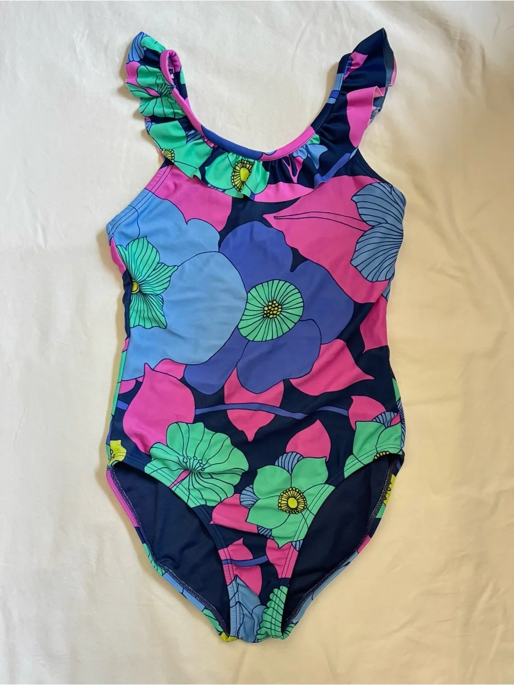 GAP Kids Floral Swim One-Piece in Navy, Pink & Green
